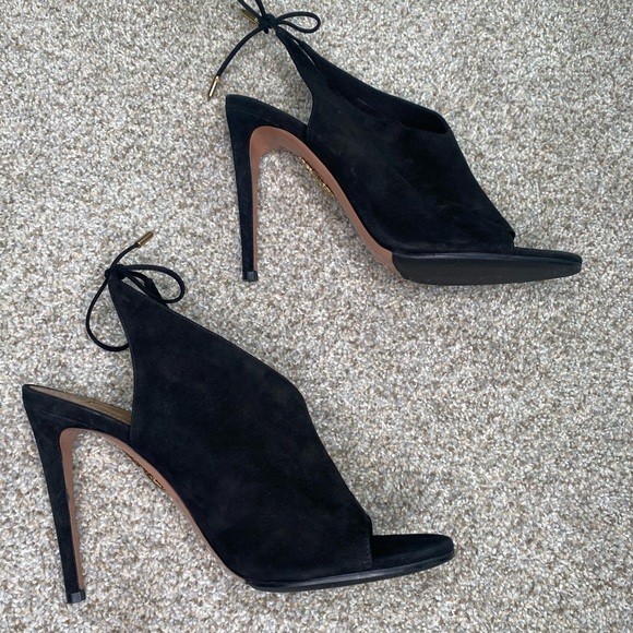 AQUAZZURA SUEDE TIE BACK SUEDE MULE SIZE 38/8
